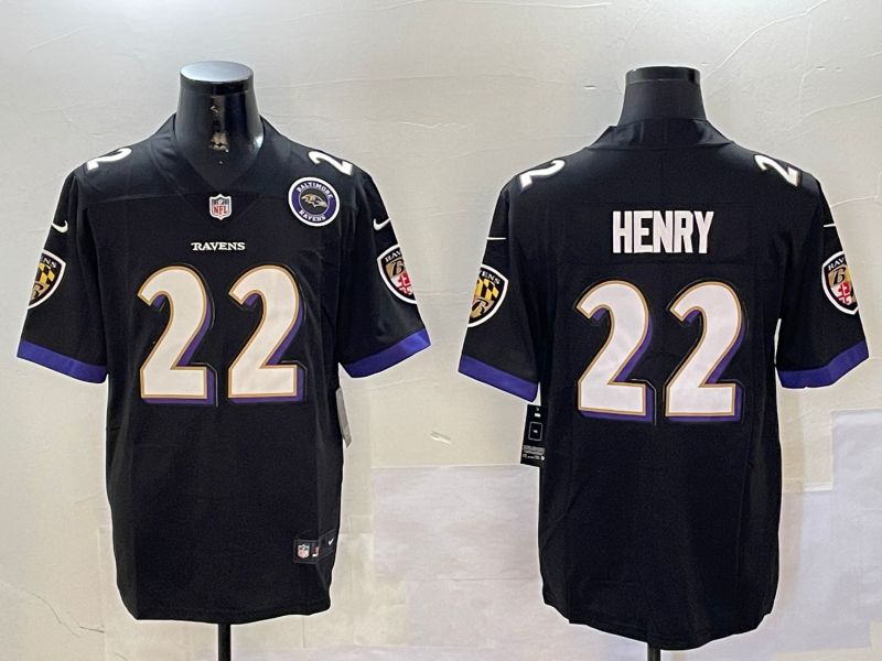 Men Baltimore Ravens #22 Henry Black Second generation 2024 Nike Limited NFL Jersey style 2